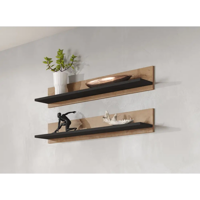Cama SOHO 5 set (RTV180 cabinet + wall unit + shelves) oak lefkas + black - Modern wall unitsMES-NOW<<<Wall