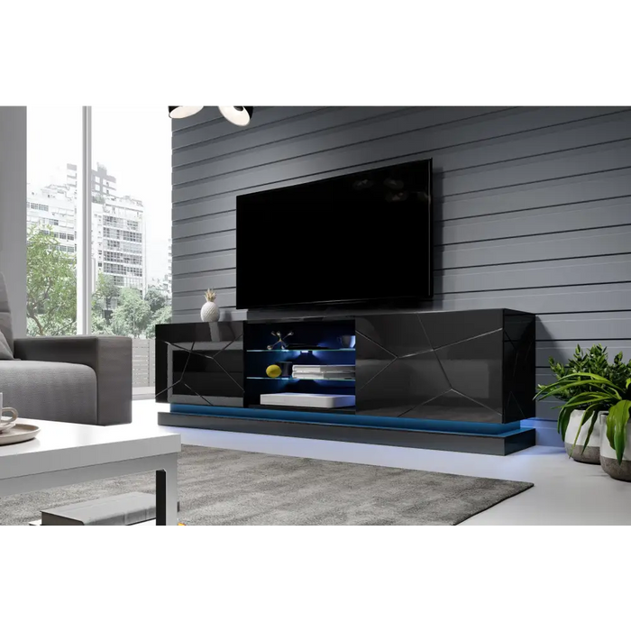 Cama TV cabinet QIU 200 MDF black gloss/black gloss - TV cabinets made of furniture boardSTV-ZPM<<<TV