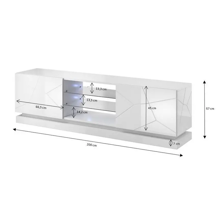 Cama TV cabinet QIU 200 MDF white gloss/white gloss - TV cabinets made of furniture boardSTV-ZPM<<<TV