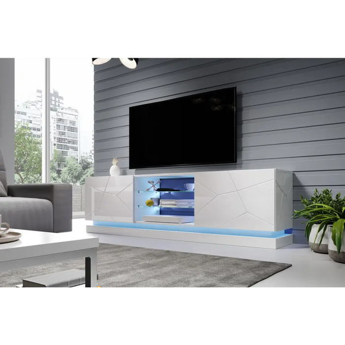 Cama TV cabinet QIU 200 MDF white gloss/white gloss - TV cabinets made of furniture boardSTV-ZPM<<<TV