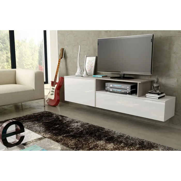 Cama TV cabinet SIGMA 3 180 white/white gloss + sonoma oak - TV cabinets made of furniture boardSTV-ZPM<<<TV