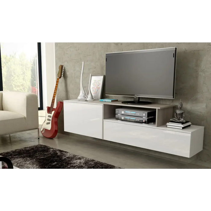 Cama TV cabinet SIGMA 3 180 white/white gloss + sonoma oak - TV cabinets made of furniture boardSTV-ZPM<<<TV