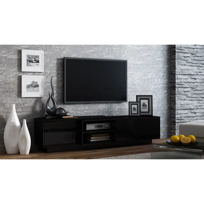 Cama TV cabinet SIGMA1 180 black/black gloss - TV cabinets made of furniture boardSTV-ZPM<<<TV cabinetsSTV<<<ActionPL