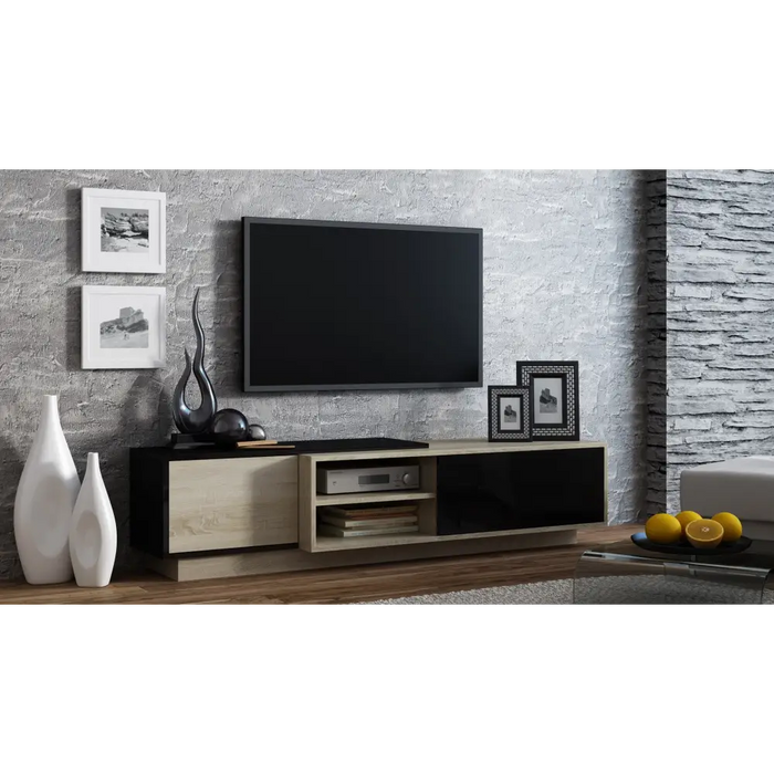 Cama TV cabinet SIGMA1 180 sonoma oak/black gloss - TV cabinets made of furniture boardSTV-ZPM<<<TV
