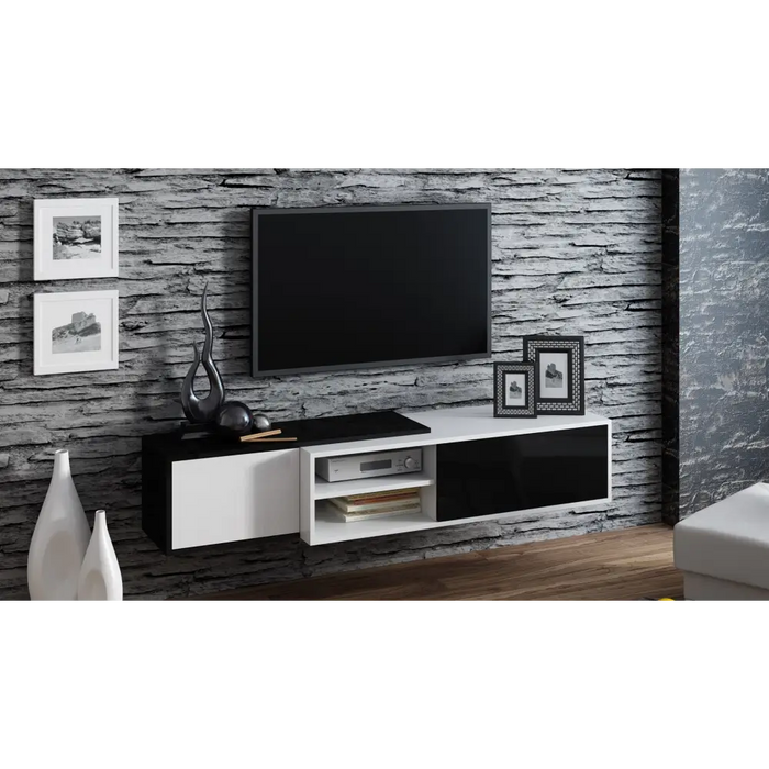 Cama TV cabinet SIGMA1 180 white/black gloss - TV cabinets made of furniture boardSTV-ZPM<<<TV cabinetsSTV<<<ActionPL