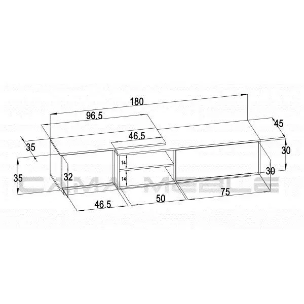 Cama TV cabinet SIGMA1 180 white/black gloss - TV cabinets made of furniture boardSTV-ZPM<<<TV cabinetsSTV<<<ActionPL