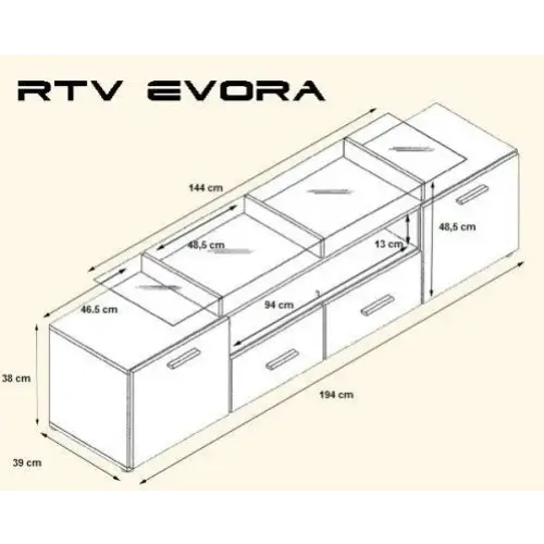 Cama TV stand EVORA 200 white/white gloss - TV cabinets made of furniture boardSTV-ZPM<<<TV cabinetsSTV<<<ActionPL