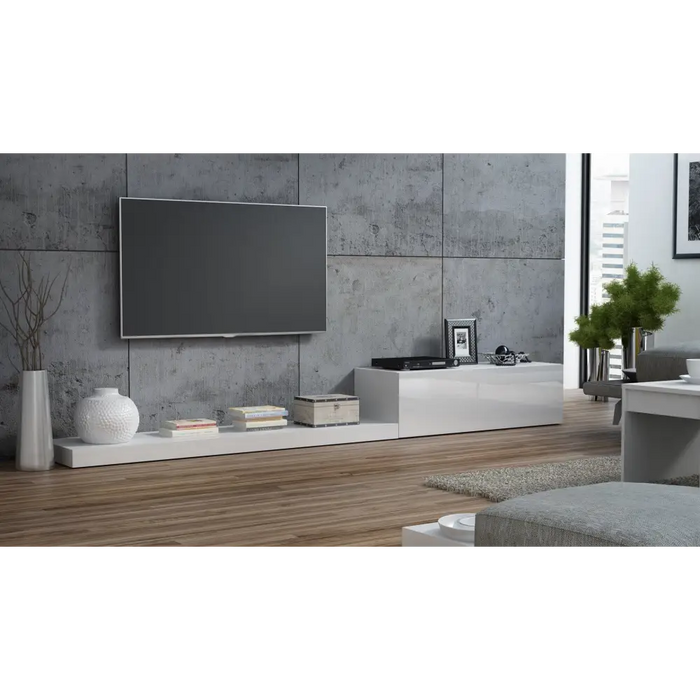 Cama TV stand LIFE 300/42/35 white/white gloss - TV cabinets made of furniture boardSTV-ZPM<<<TV cabinetsSTV<<<ActionPL