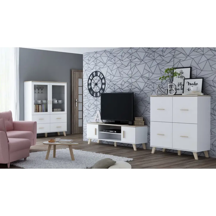 Cama TV stand LOTTA 160 2D2K white/sonoma - TV cabinets made of furniture boardSTV-ZPM<<<TV cabinetsSTV<<<ActionPL