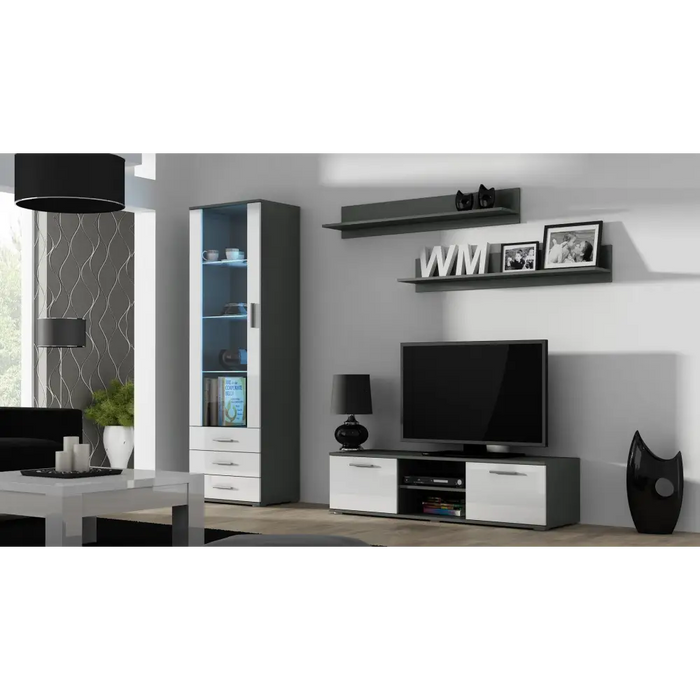 Cama TV stand SOHO 140 grey/white gloss - TV cabinets made of furniture boardSTV-ZPM<<<TV cabinetsSTV<<<ActionPL