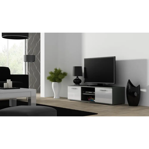 Cama TV stand SOHO 140 grey/white gloss - TV cabinets made of furniture boardSTV-ZPM<<<TV cabinetsSTV<<<ActionPL