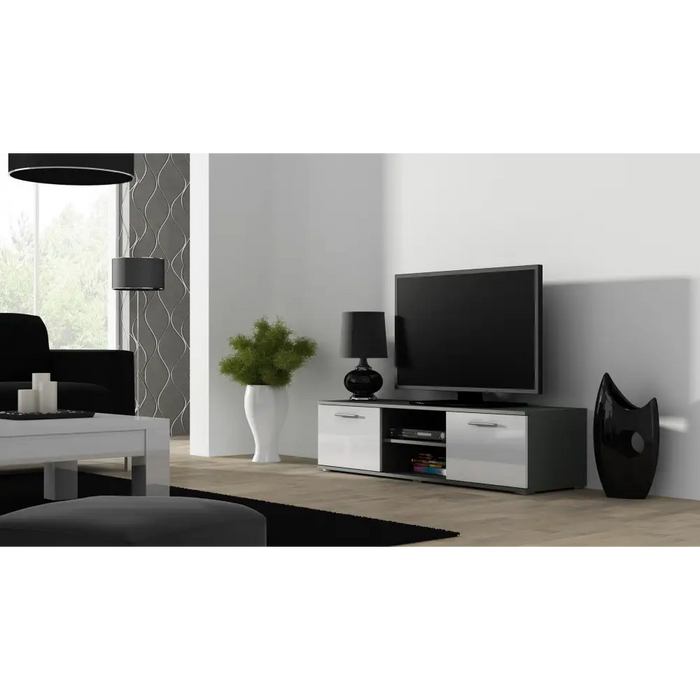 Cama TV stand SOHO 140 grey/white gloss - TV cabinets made of furniture boardSTV-ZPM<<<TV cabinetsSTV<<<ActionPL