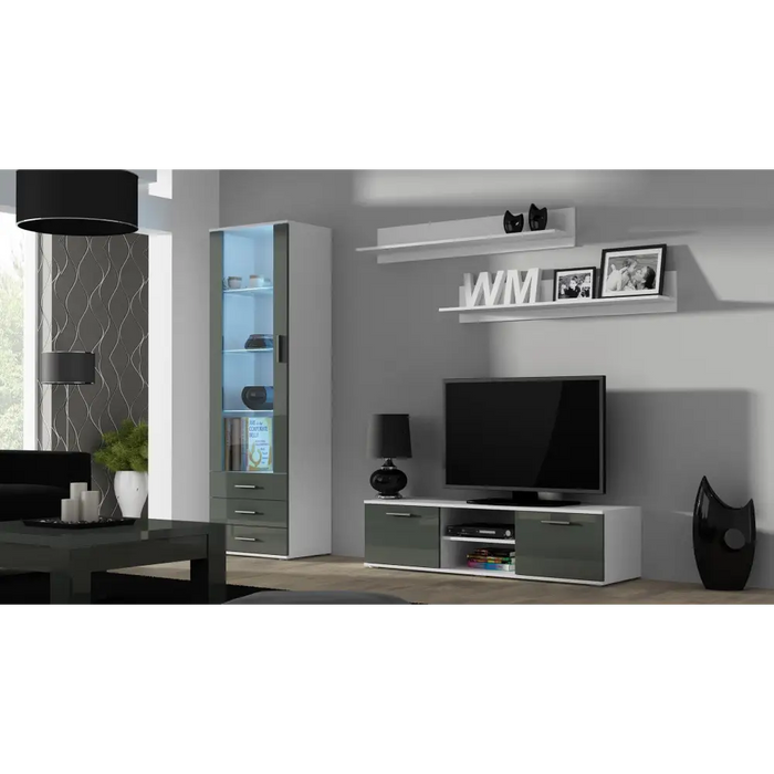 Cama TV stand SOHO 140 white/grey gloss - TV cabinets made of furniture boardSTV-ZPM<<<TV cabinetsSTV<<<ActionPL