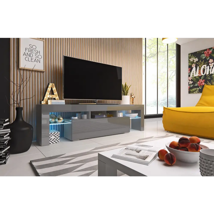 Cama TV stand TORO 158 grey/grey gloss - TV cabinets made of furniture boardSTV-ZPM<<<TV cabinetsSTV<<<ActionPL