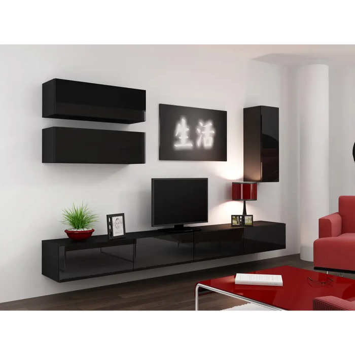 Cama TV stand VIGO 140 30/140/40 black/black gloss - TV cabinets made of furniture boardSTV-ZPM<<<TV