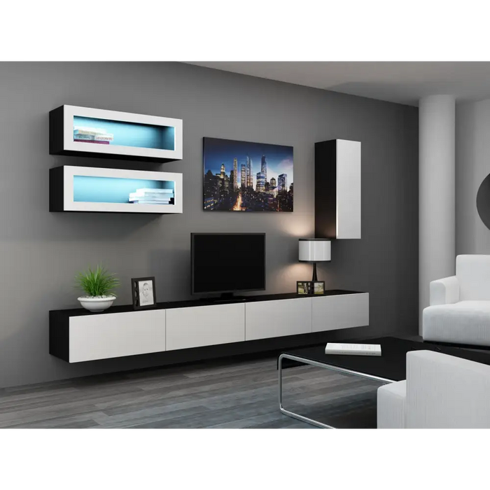 Cama TV stand VIGO 140 30/140/40 black/white gloss - TV cabinets made of furniture boardSTV-ZPM<<<TV