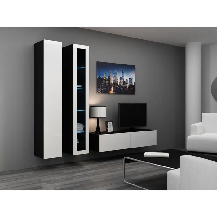 Cama TV stand VIGO 140 30/140/40 black/white gloss - TV cabinets made of furniture boardSTV-ZPM<<<TV