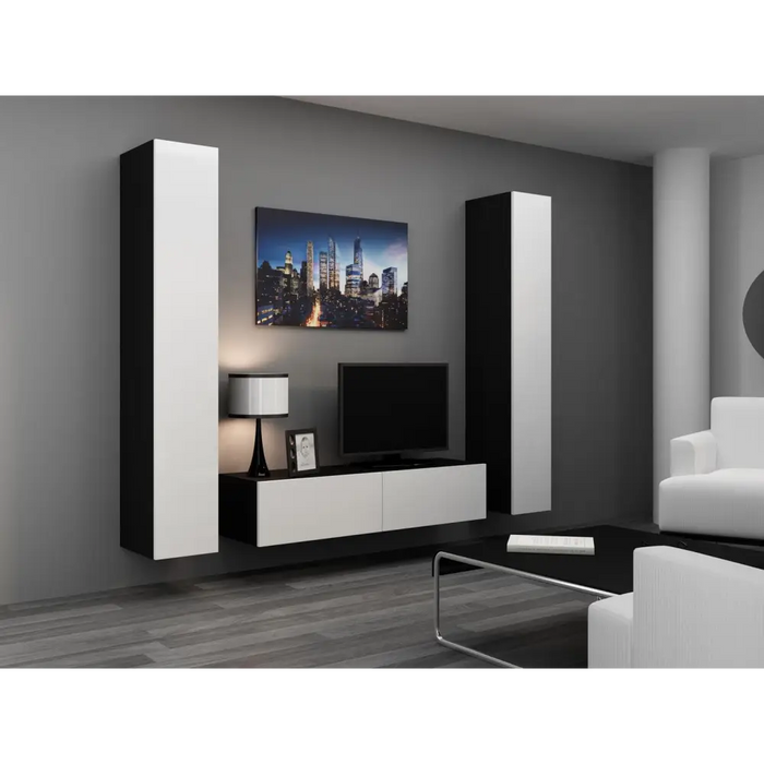 Cama TV stand VIGO 140 30/140/40 black/white gloss - TV cabinets made of furniture boardSTV-ZPM<<<TV