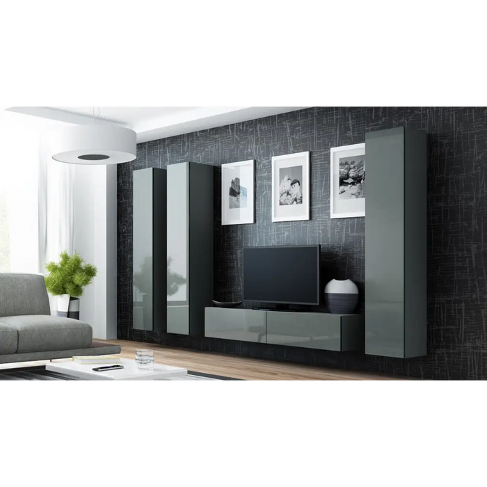 Cama TV stand VIGO 140 30/140/40 grey/grey gloss - TV cabinets made of furniture boardSTV-ZPM<<<TV