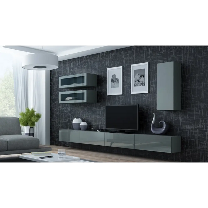 Cama TV stand VIGO 140 30/140/40 grey/grey gloss - TV cabinets made of furniture boardSTV-ZPM<<<TV