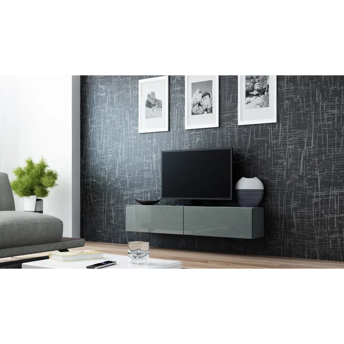 Cama TV stand VIGO 140 30/140/40 grey/grey gloss - TV cabinets made of furniture boardSTV-ZPM<<<TV