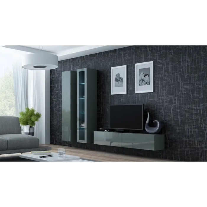 Cama TV stand VIGO 140 30/140/40 grey/grey gloss - TV cabinets made of furniture boardSTV-ZPM<<<TV