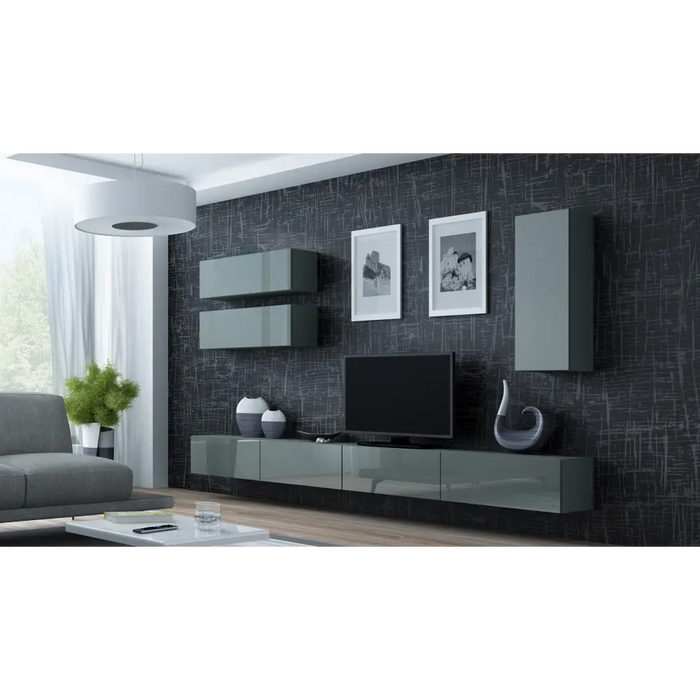 Cama TV stand VIGO 140 30/140/40 grey/grey gloss - TV cabinets made of furniture boardSTV-ZPM<<<TV