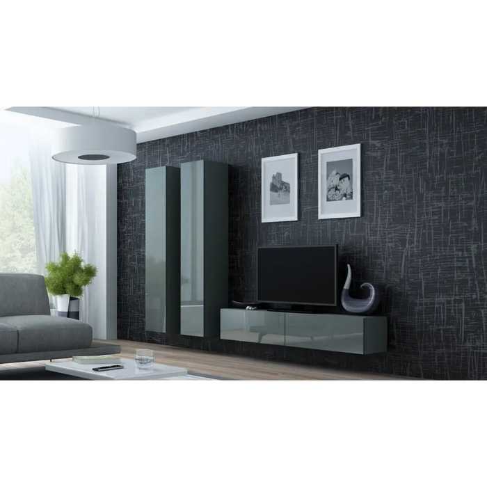 Cama TV stand VIGO 140 30/140/40 grey/grey gloss - TV cabinets made of furniture boardSTV-ZPM<<<TV