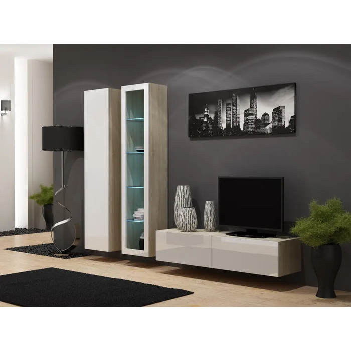 Cama TV stand VIGO 140 30/140/40 sonoma/white gloss - TV cabinets made of furniture boardSTV-ZPM<<<TV
