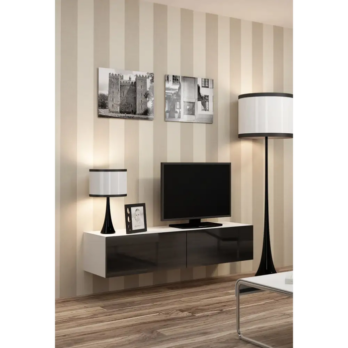 Cama TV stand VIGO 140 30/140/40 white/black gloss - TV cabinets made of furniture boardSTV-ZPM<<<TV