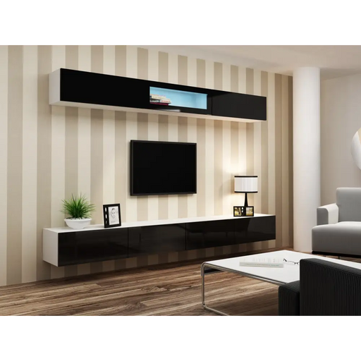Cama TV stand VIGO 140 30/140/40 white/black gloss - TV cabinets made of furniture boardSTV-ZPM<<<TV