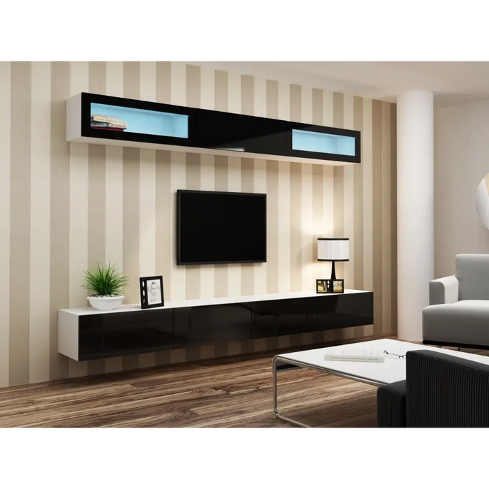 Cama TV stand VIGO 140 30/140/40 white/black gloss - TV cabinets made of furniture boardSTV-ZPM<<<TV