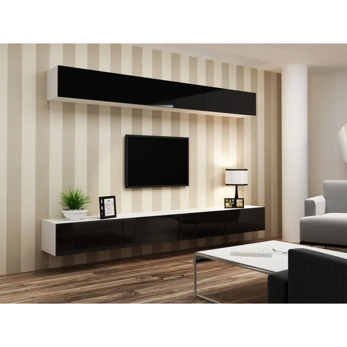 Cama TV stand VIGO 140 30/140/40 white/black gloss - TV cabinets made of furniture boardSTV-ZPM<<<TV