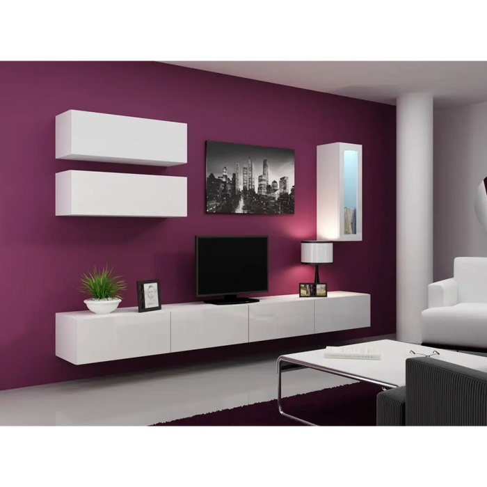 Cama TV stand VIGO 140 30/140/40 white/white gloss - TV cabinets made of furniture boardSTV-ZPM<<<TV