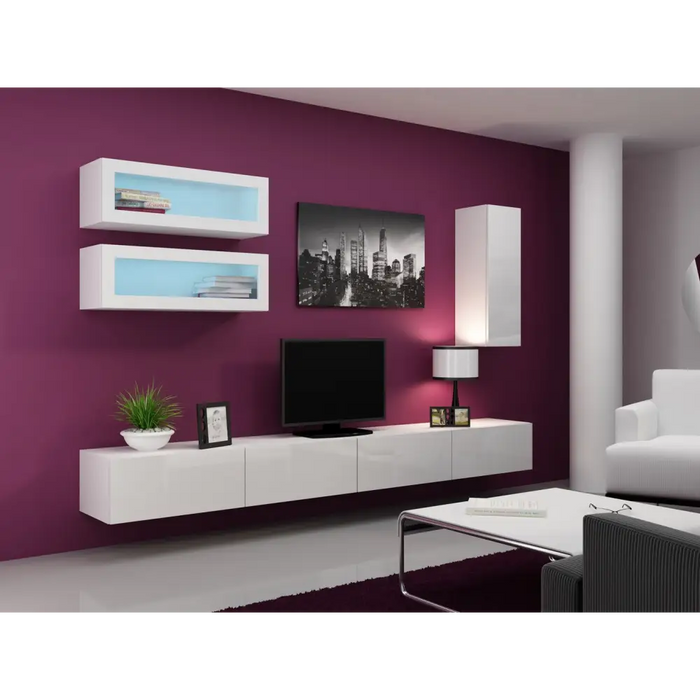 Cama TV stand VIGO 140 30/140/40 white/white gloss - TV cabinets made of furniture boardSTV-ZPM<<<TV