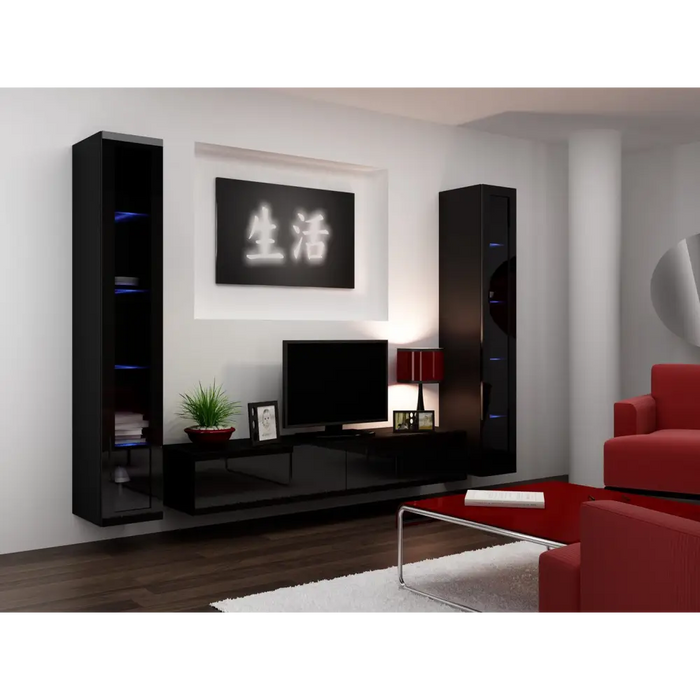 Cama TV Stand VIGO ’180’ 30/180/40 black/black gloss - TV cabinets made of furniture boardSTV-ZPM<<<TV