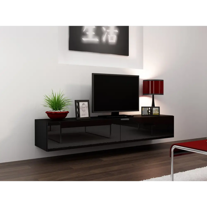 Cama TV Stand VIGO ’180’ 30/180/40 black/black gloss - TV cabinets made of furniture boardSTV-ZPM<<<TV