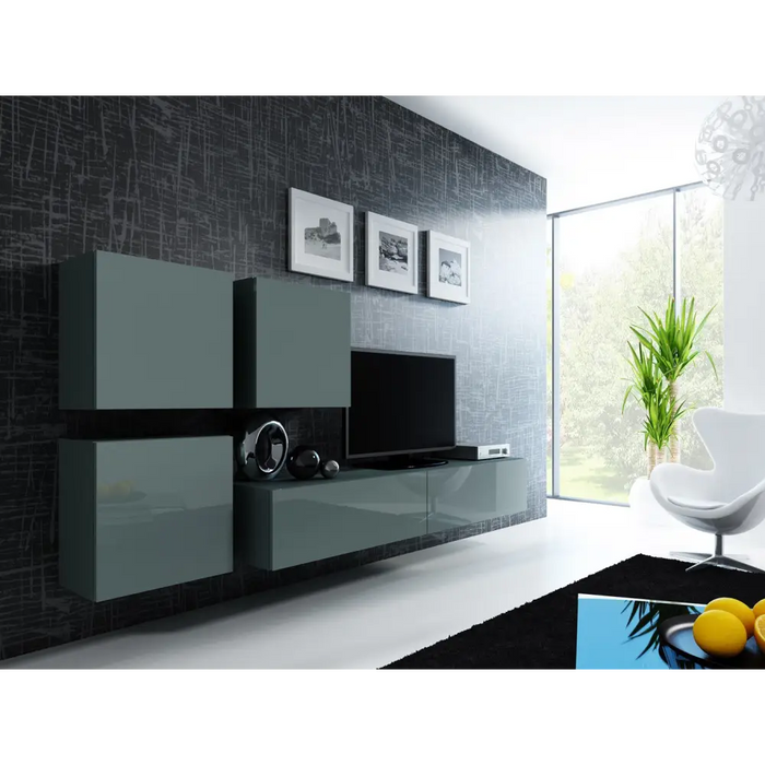 Cama TV Stand VIGO ’180’ 30/180/40 grey/grey gloss - TV cabinets made of furniture boardSTV-ZPM<<<TV