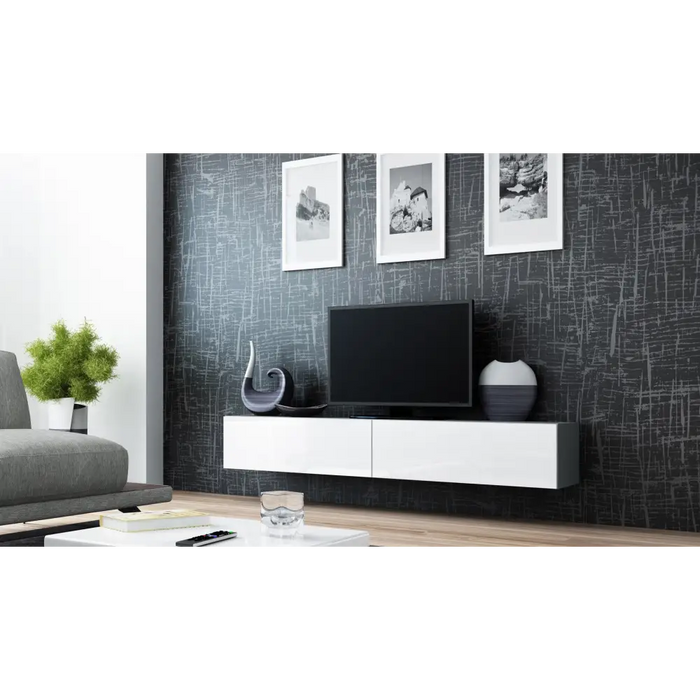 Cama TV Stand VIGO ’180’ 30/180/40 grey/white gloss - TV cabinets made of furniture boardSTV-ZPM<<<TV