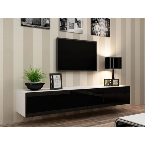 Cama TV Stand VIGO ’180’ 30/180/40 white/black gloss - TV cabinets made of furniture boardSTV-ZPM<<<TV