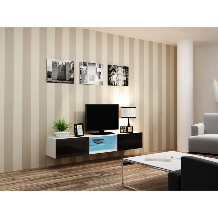 Cama TV stand VIGO GLASS 30/180/40 white/black gloss - TV cabinets made of furniture boardSTV-ZPM<<<TV