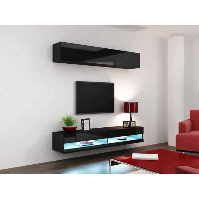 Cama TV stand VIGO NEW 30/140/40 black/black gloss - TV cabinets made of furniture boardSTV-ZPM<<<TV
