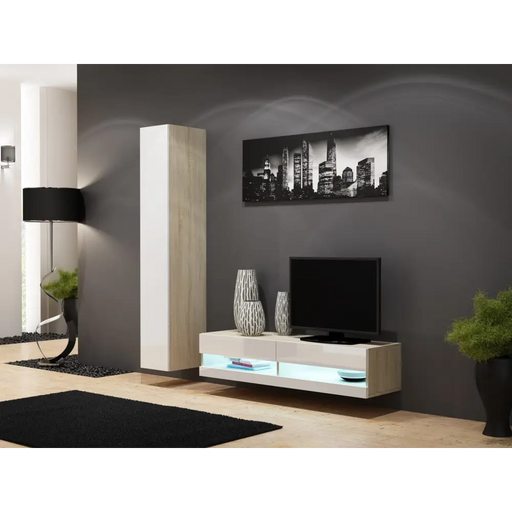 Cama TV stand VIGO NEW 30/140/40 sonoma/white gloss - TV cabinets made of furniture boardSTV-ZPM<<<TV