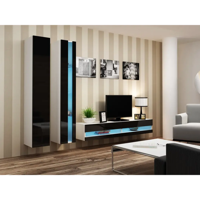 Cama TV stand VIGO NEW 30/140/40 white/black gloss - TV cabinets made of furniture boardSTV-ZPM<<<TV