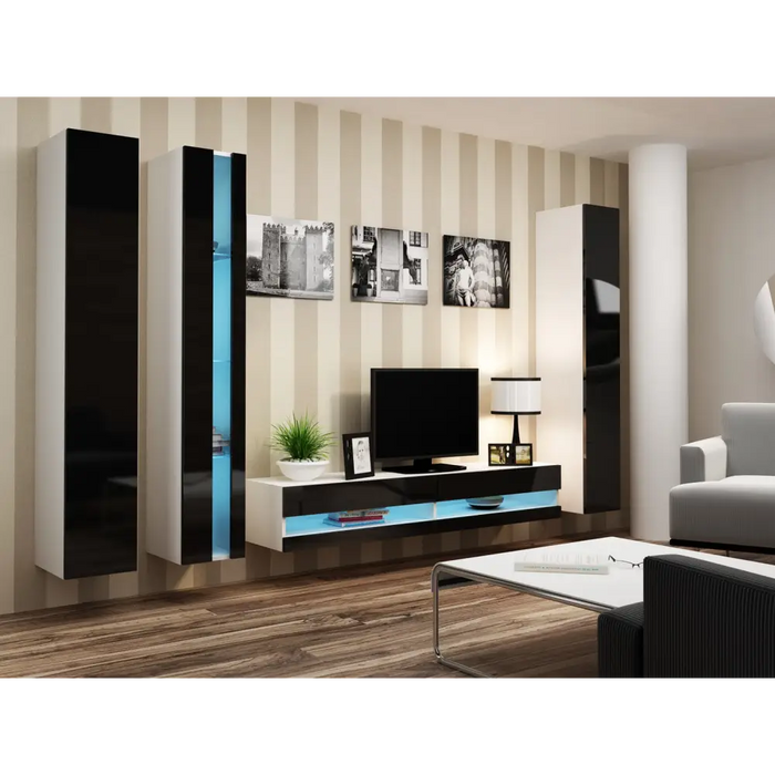 Cama TV stand VIGO NEW 30/140/40 white/black gloss - TV cabinets made of furniture boardSTV-ZPM<<<TV