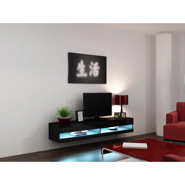 Cama TV stand VIGO NEW 30/180/40 black/black gloss - TV cabinets made of furniture boardSTV-ZPM<<<TV