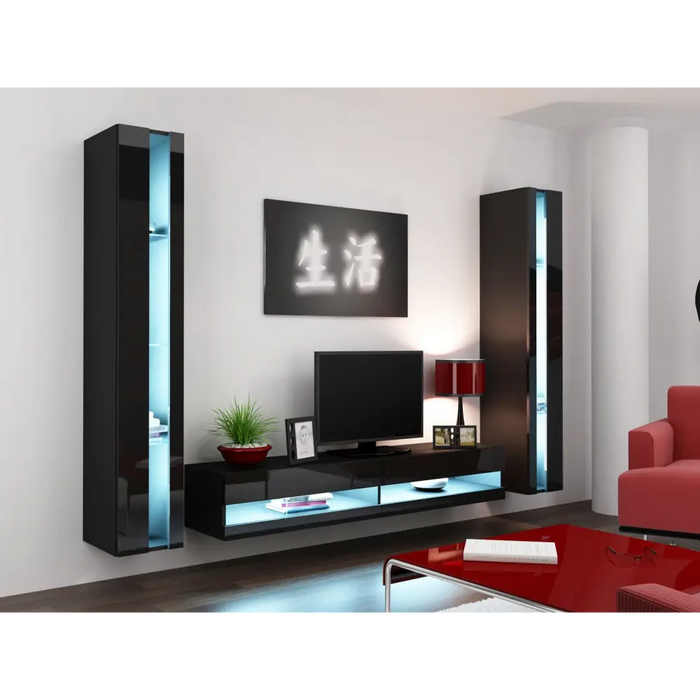 Cama TV stand VIGO NEW 30/180/40 black/black gloss - TV cabinets made of furniture boardSTV-ZPM<<<TV
