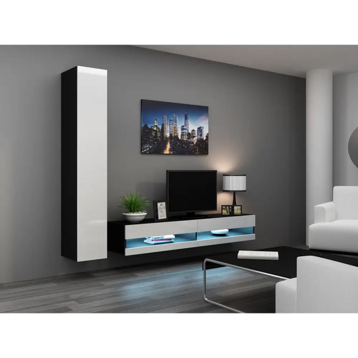 Cama TV stand VIGO NEW 30/180/40 black/white gloss - TV cabinets made of furniture boardSTV-ZPM<<<TV