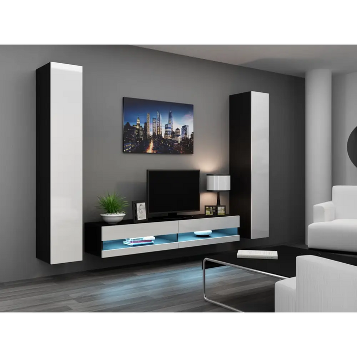 Cama TV stand VIGO NEW 30/180/40 black/white gloss - TV cabinets made of furniture boardSTV-ZPM<<<TV