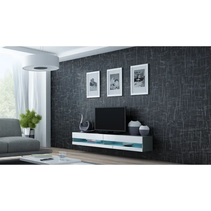 Cama TV stand VIGO NEW 30/180/40 grey/white gloss - TV cabinets made of furniture boardSTV-ZPM<<<TV
